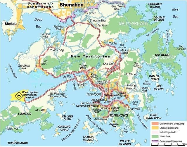 Mapa lotnisk w Hongkongu