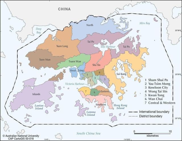 Mapa okręgu Hongkong
