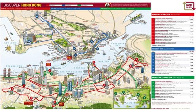Mapa Hongkongu Wielki Autobus