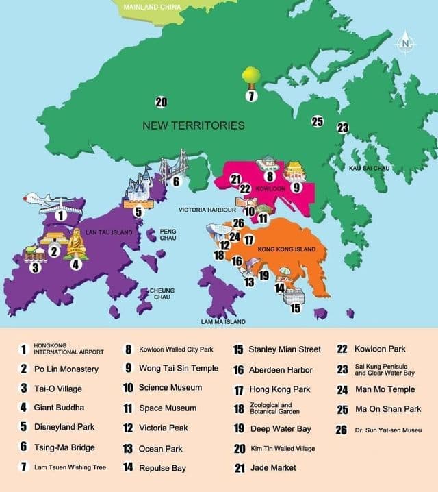 Mapa zwiedzania Hongkongu